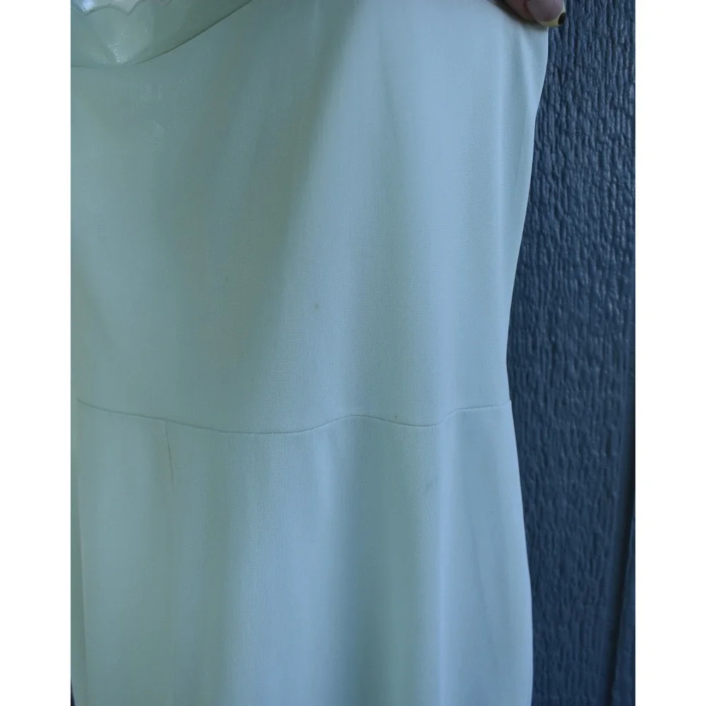 Vintage Mint Green Embroidered Slip Dress Floral Scallop Trim Midi Lingerie - Picture 4 of 6